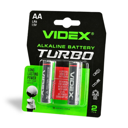 Батарейка лужна VIDEX LR06T/AA Turbo 2pcs blister, 24238 - 1