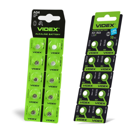 Батарейка годинникова лужна VIDEX 1.5 В, AG4, LR626, 23267 - 1