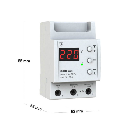 Реле напряжения ZUBR&nbsp;D32t, 32 А, однофазное, с термозащитой - 3