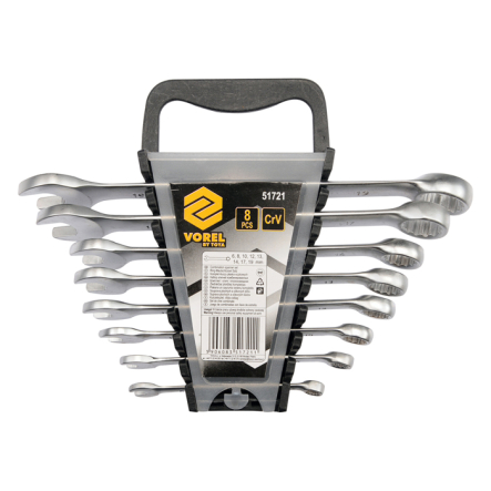 Ключ для гайок ріжково-накидний VOREL, Cr-V, М 6-19 мм, 8 шт, 51721 - 1