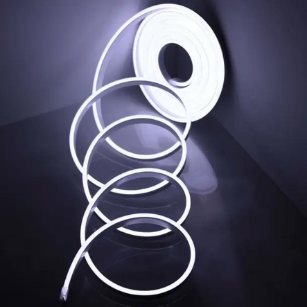 Лента силиконовая 5м, LED NEON 12V-220V, SMD 2835, IP65, белая, 12В, (есть адаптер 220В)
