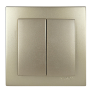 Выключатель двухклавишный золото NILSON Touran, 24151003