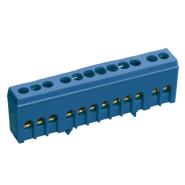 Шина нульова на DIN-рейку Takel 502788с, у корпусі 12 отворів, синій