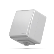 Выключатель VIDEX BINERA одноклавишный наружный, IP65, серый, VF-BNW11-G