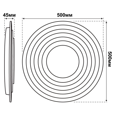 Светильник VIOLUX Smart DARTS, 90W, 3000-4500-6000К, 6500Lm, 500 мм, круг, белый, 220465