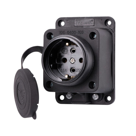 Розетка зовнішньої установки пряма LEZARD, із заглушкою, 2Р+РЕ, 1х16А, 220-240V, каучук, 106-0400-103 - 1