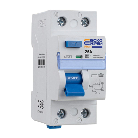 Устройство защитного отключения АСКО-УКРЕМ UTrust 1P+N 25А, 30mА А, A0010210135