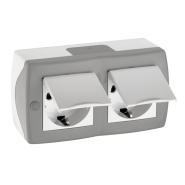 Розетка 2-а із заземленням з кришкою накладна Mono Electric, OCTANS, IP 20, сіра, 104-020001-184