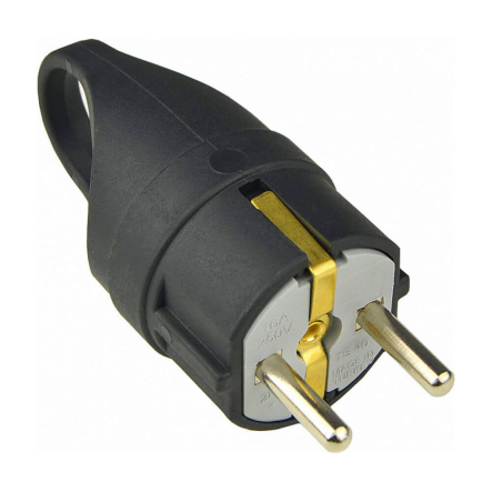 Вилка каучуковая АСКО ВКК 2P+PE, 16А, A0250010016, угловая  з кольцом