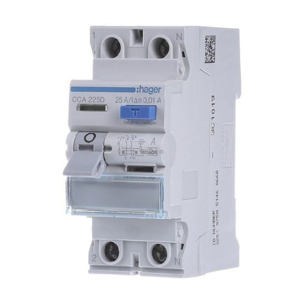 Дифреле ПЗВ HAGER CDA225D, 2P, 6kA, 25A, 30mA, A - 1