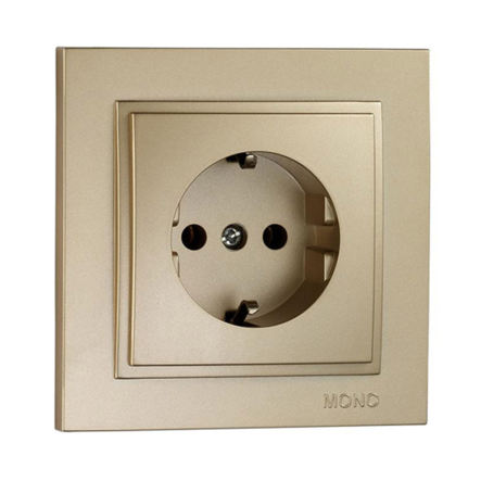 Розетка одинарная Mono Electric DESPINA, с заземлением, титан, 102-222221-117 - 1