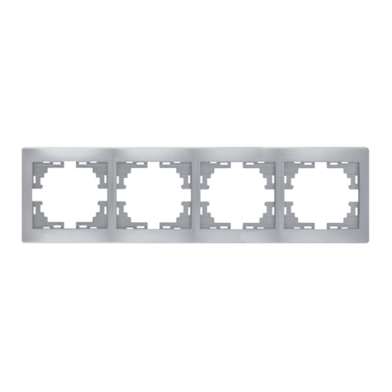 Рамка Lezard MIRA чотиримісна, горизонтальна, метал сірий, без вставки, 701-1000-149 - 1