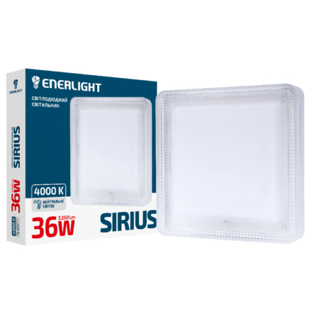 Светильник LED ENERLIGHT, SIRIUS, 36Вт, 4000К, 3250Lm, IP20, 230х230х40мм, SIRIUS36SMD90N - 1