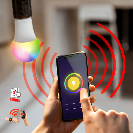 Лампа светодиодная Horoz Electric Horoscope-9, 9W, RGB, 2700-6500К, Е27, А60, 800Lm, 100-240V, 001-084-0009-010