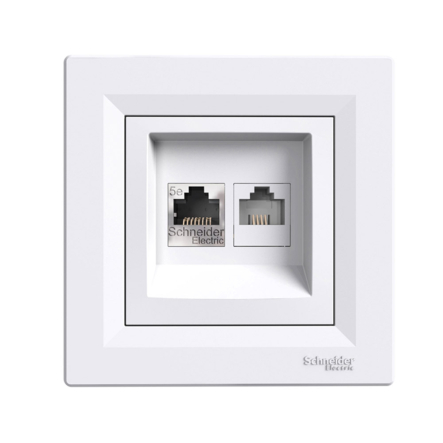 Розетка компьютерная +TF Schneider Electric ASFORA, белая, ЕРН4900121 - 1