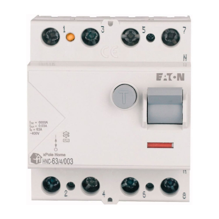 Диференційне реле (ПЗВ) EATON HNC-63/4/003, 63 A, 4P, AC, 30 mA, 6kA, 194695 - 1