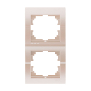 Рамка Lezard DERIY двухместная, вертикальная, жемчужно-белый металлик, 702-3000-152