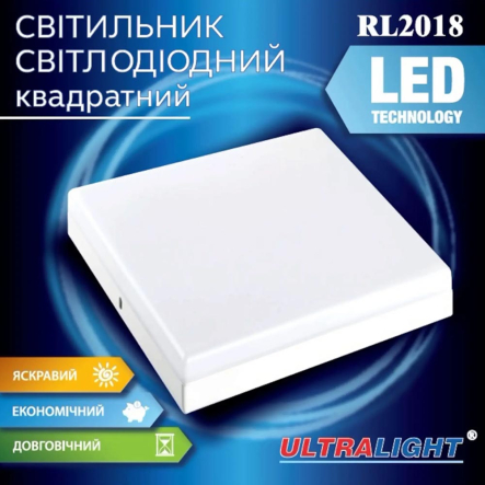Светильник LED накладной Ultralight RL 2018, 18W, 4100K, 120х120мм, белый