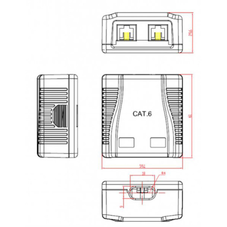 Розетка на 2 порта с экраном Cablexpert NCAC-2F5E-01, RJ-45, 5Е cat, внешняя