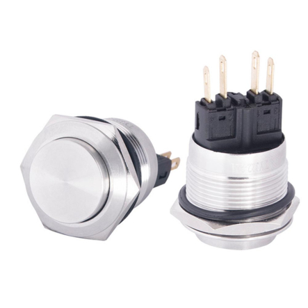 Кнопка металлическая АСКО-УКРЕМ TYJ 22-221, плоская с выступом 22мм 1NO+1NC, A0140010126