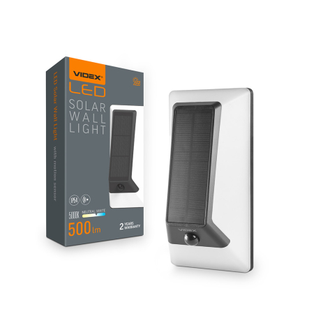 LED светильник на солнечной батарее настенный VIDEX VL-BHSO-003-S, IP54, 500Lm, 5000K - 1