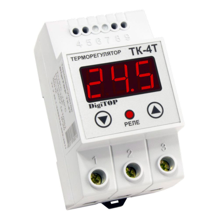 Терморегулятор DigiTOP ТК-4т -55 до 125 ℃ на дин-рейку в комплекті з датчиком 1,5 м (нагрів) - 1