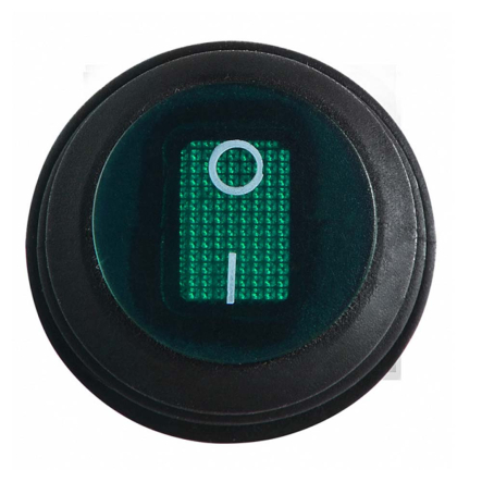 Перемикач 1 клав. кругла вологозах. зелений з підсвічуванням KCD1-5-101WN GR/B 220V, АСКО-УКРЕМ, A0140040075 - 2