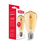 Лампа LED MAXUS Filament, 7 Вт, 2700K, E27, 220 В, ST64 Golden