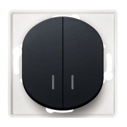 Выключатель двухклавишный с подсветкой (механизм) Aling-Conel EON, E626.E1, чёрный