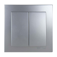 Вимикач двоклавішний срібло NILSON Touran, 24131003