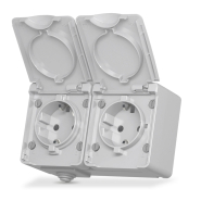 Розетка VIDEX BINERA наружная 2-я  с заземлением, IP65, серая, VF-BNW22G-G