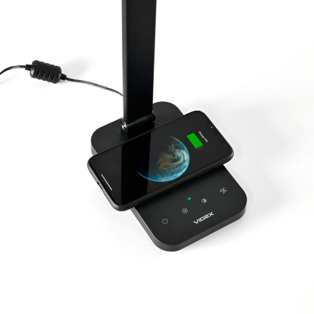 Лампа настольная LED с беспроводной зарядкой VIDEX, VL-TF17B, 18W, 1800-6500K, черная, 27467