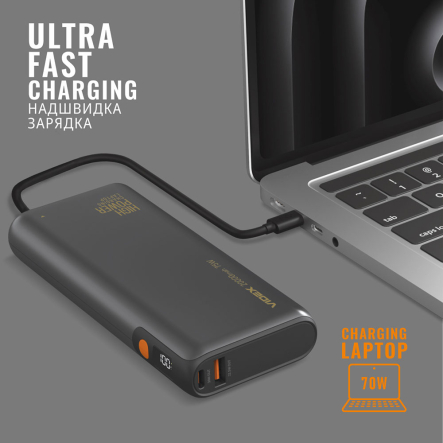 Повербанк (УМБ) VIDEX VPB-202C, 20000mAh, 75W, Black