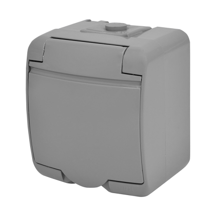 Розетка 1-я Schuko (серая крышка) (IP44) RHE-1s-SR, Hermetics, ETI - 1