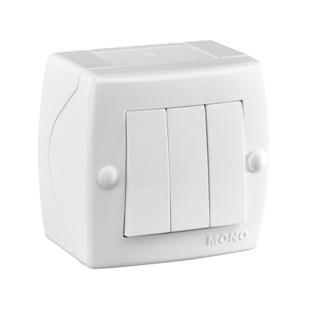 Вимикач 3кл накладний Mono Electric, OCTANS, IP 20, білий, 104-010101-114 - 1