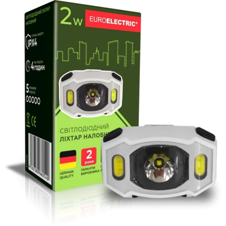 Фонарик налобный LED Euroelectric 2W 6500K SMD+COB 2xAAA белый - 1