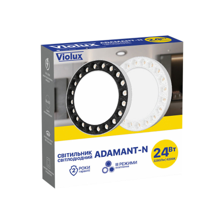 Светильник LED Violux ДББ ADAMANT-N 24W, 4200K, 2280Lm, чёрный