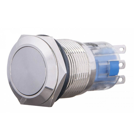 TYJ 19-211 Кнопка металлическая, АСКО-УКРЕМ, A0140010108, плоская 19мм 1NO+1NC