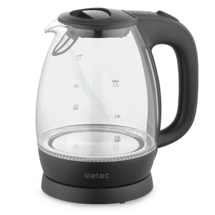 Чайник електричний METEC EK-03GB 1.7л, 1850-2200Вт, корпус стекло, чорний - 1