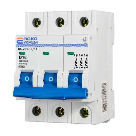 Автоматический выключатель АСКО-УКРЕМ ВА-2017/D 3р, 16А, A0010170101