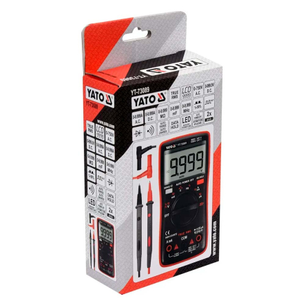 Мультиметр TRUE RMS электрических параметров YATO YT-73089, с LCD-цифровым диапазоном 9999