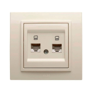 Розетка компютерная подвійна EL-BI Zena, крем, 500-010300-230