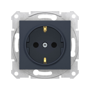 Розетка із заземленням, та шторками, Schneider Electric Sedna, графіт, SDN3000170