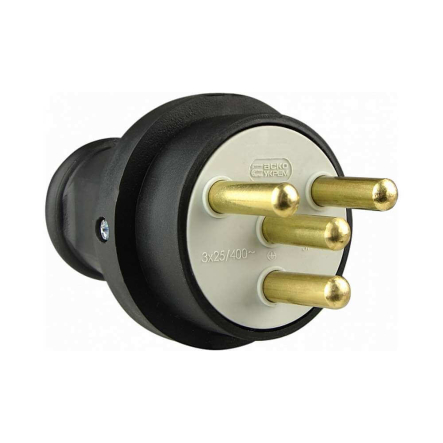 Вилка каучуковая АСКО, 3Р+РЕ, 400 В, 25 А, IP44, A0250010003