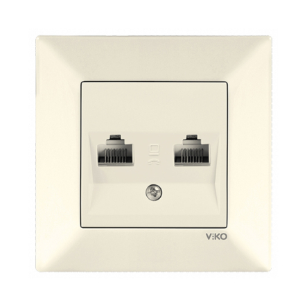 Розетка компьютерная (Cat 5e) 2я VIKO Meridian, 90970234, крем - 1
