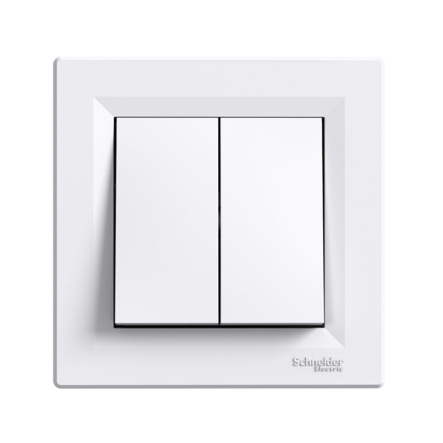 Вимикач двоклавішний, самозатискний, Schneider Electric ASFORA, білий, ЕРН0300121 - 1