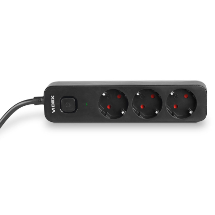 Удлинитель сетевой 3 гнезда 3м (3x1.5мм) с з/з, черный, VIDEX ONCORD, VF-PD33G-B