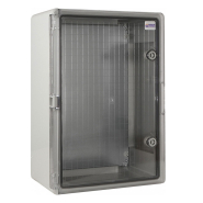 Корпус АБС-пластик АСКО-Укрем, ударостійкий, з монтажною панеллю, прозорі двері, 30*40*17, ІР65, A0270010027