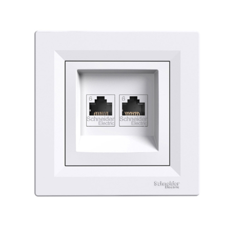 Розетка комп'ютерна 2-я RJ45 кат.6 Schneider Electric ASFORA, біла, ЕРН4800121 - 1