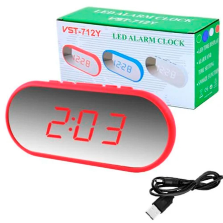 Годинник VST-712Y-1, червоний, USB - 2